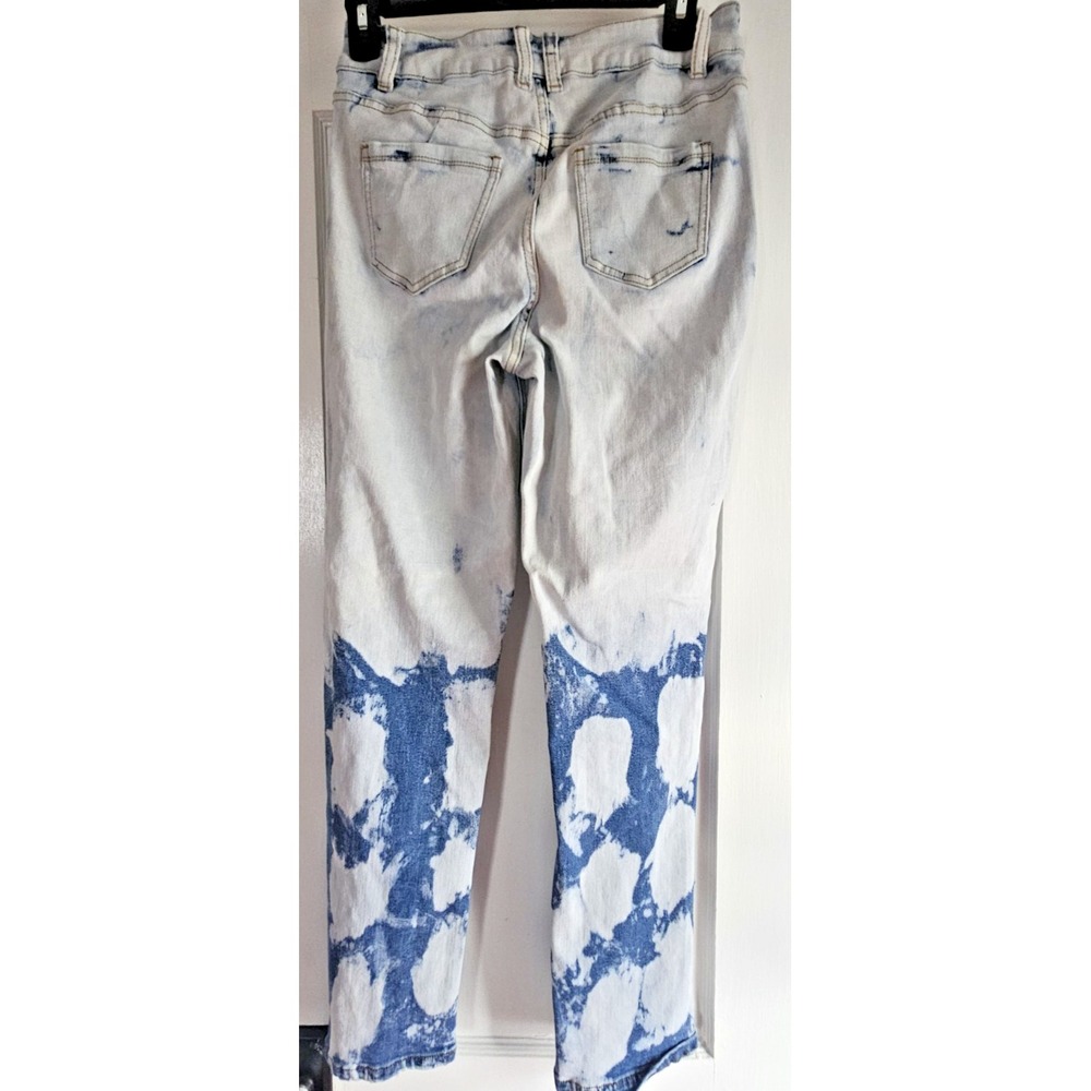 LUXE MODA woman‎ Sz 10 acid wash split leg ankle straight stretch jeans - Picture 2 of 7